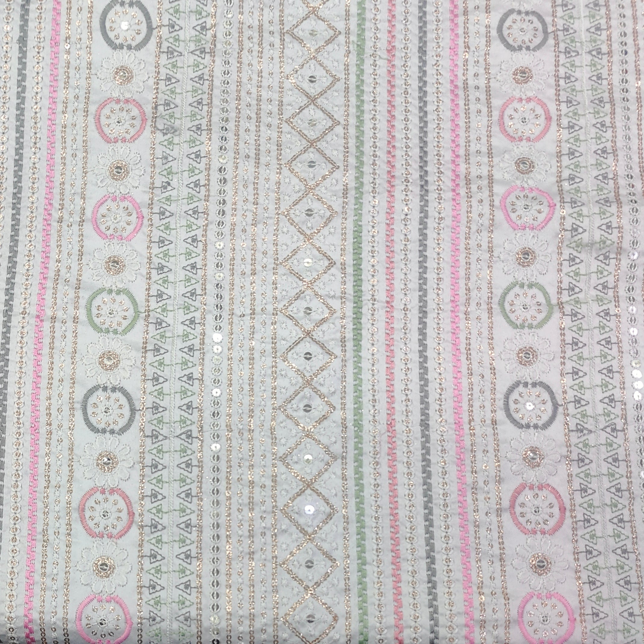 Kurta Fabric ManTire Designer Silk Lucknowi Chikankari Embroidery Colour Multicolour
